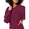 Cable Stitch Women’s Blouson Sleeve Crewneck Sweater - Long Sleeve Puff Shoulder Ribbed Shaker Stitch Solid Color Top(Aubergine)