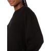 Cable Stitch Women’s Blouson Sleeve Crewneck Sweater - Long Sleeve Puff Shoulder Ribbed Shaker Stitch Solid Color Top(Black)