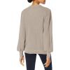 Cable Stitch Women’s Blouson Sleeve Crewneck Sweater - Long Sleeve Puff Shoulder Ribbed Shaker Stitch Solid Color Top(Concrete)