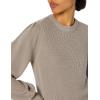 Cable Stitch Women’s Blouson Sleeve Crewneck Sweater - Long Sleeve Puff Shoulder Ribbed Shaker Stitch Solid Color Top(Concrete)