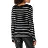 Cable Stitch Women’s Boat Neck Striped Sweater – Long Sleeve Lightweight Textured Soft Pullover Top(Black/White)