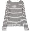 Cable Stitch Women’s Boat Neck Striped Sweater – Long Sleeve Lightweight Textured Soft Pullover Top(Heather Grey/White)