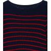 Cable Stitch Women’s Boat Neck Striped Sweater – Long Sleeve Lightweight Textured Soft Pullover Top(Navy/Red)