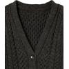 Cable Stitch Women’s Boyfriend Cable Cardigan – V-Neck Button Front Long Sleeve Drop Shoulder Sweater Cover-Up(Charcoal)