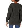 Cable Stitch Women’s Boyfriend Cable Cardigan – V-Neck Button Front Long Sleeve Drop Shoulder Sweater Cover-Up(Charcoal)