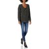 Cable Stitch Women’s Boyfriend Cable Cardigan – V-Neck Button Front Long Sleeve Drop Shoulder Sweater Cover-Up(Charcoal)