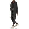 Cable Stitch Women’s Brushed Kimono Sleeve Sweater Cardigan – Open Front Wide Long Sleeve Coatigan with Pockets(Marled Charcoal)