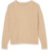 Cable Stitch Women’s Cable Crewneck Sweater – Long Sleeve Drop Shoulder Boxy Pullover Knit Top(Camel)