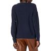 Cable Stitch Women’s Cable Crewneck Sweater – Long Sleeve Drop Shoulder Boxy Pullover Knit Top(Navy)
