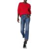 Cable Stitch Women’s Cable Crewneck Sweater – Long Sleeve Drop Shoulder Boxy Pullover Knit Top(Rouge)