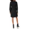 Cable Stitch Women’s Cable Knit Dress – Crewneck Long Sleeve Chunky A-Line Flare Sweater Dress(Black)