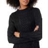 Cable Stitch Women’s Cable Knit Dress – Crewneck Long Sleeve Chunky A-Line Flare Sweater Dress(Black)