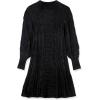 Cable Stitch Women’s Cable Knit Dress – Crewneck Long Sleeve Chunky A-Line Flare Sweater Dress(Black)