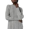 Cable Stitch Women’s Cable Knit Dress – Crewneck Long Sleeve Chunky A-Line Flare Sweater Dress(Heather Grey)