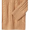 Cable Stitch Women’s Cable Knit V-Neck Pullover Sweater – Long Sleeve Loose Fit Top(Camel)