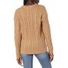 Cable Stitch Women’s Cable Knit V-Neck Pullover Sweater – Long Sleeve Loose Fit Top(Camel)