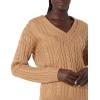 Cable Stitch Women’s Cable Knit V-Neck Pullover Sweater – Long Sleeve Loose Fit Top(Camel)