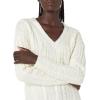 Cable Stitch Women’s Cable Knit V-Neck Pullover Sweater – Long Sleeve Loose Fit Top(Ivory)