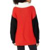 Cable Stitch Women’s Cable Turtleneck Sweater – Oversized Colorblock Contrast Long Sleeve Chunky Pullover Knit Top(Cream/Black/Poppy)