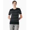 Cable Stitch Women’s Chevron Stitch Short Sleeve Sweater Top – Zig-Zag Crewneck Lightweight Soft Knit(Black/White)