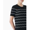 Cable Stitch Women’s Chevron Stitch Short Sleeve Sweater Top – Zig-Zag Crewneck Lightweight Soft Knit(Black/White)