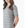 Cable Stitch Women’s Chevron Stitch Short Sleeve Sweater Top – Zig-Zag Crewneck Lightweight Soft Knit(Heather Grey/White)