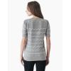 Cable Stitch Women’s Chevron Stitch Short Sleeve Sweater Top – Zig-Zag Crewneck Lightweight Soft Knit(Heather Grey/White)