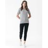 Cable Stitch Women’s Chevron Stitch Short Sleeve Sweater Top – Zig-Zag Crewneck Lightweight Soft Knit(Heather Grey/White)