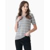 Cable Stitch Women’s Chevron Stitch Short Sleeve Sweater Top – Zig-Zag Crewneck Lightweight Soft Knit(Heather Grey/White)
