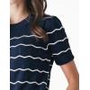 Cable Stitch Women’s Chevron Stitch Short Sleeve Sweater Top – Zig-Zag Crewneck Lightweight Soft Knit(Navy/White)