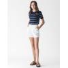 Cable Stitch Women’s Chevron Stitch Short Sleeve Sweater Top – Zig-Zag Crewneck Lightweight Soft Knit(Navy/White)