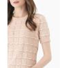 Cable Stitch Women’s Chevron Stitch Short Sleeve Sweater Top – Zig-Zag Crewneck Lightweight Soft Knit(Taupe/White)