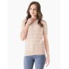 Cable Stitch Women’s Chevron Stitch Short Sleeve Sweater Top – Zig-Zag Crewneck Lightweight Soft Knit(Taupe/White)