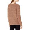 Cable Stitch Women’s Chunky Knit Marled V-Neck Sweater – Long Sleeve Oversized Shaker Fisherman Stitch Cotton Pullover Top(Marled Caramel)