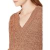 Cable Stitch Women’s Chunky Knit Marled V-Neck Sweater – Long Sleeve Oversized Shaker Fisherman Stitch Cotton Pullover Top(Marled Caramel)