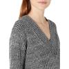 Cable Stitch Women’s Chunky Knit Marled V-Neck Sweater – Long Sleeve Oversized Shaker Fisherman Stitch Cotton Pullover Top(Marled Grey)