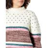 Cable Stitch Women’s Chunky Variegated Stripe Sweater – Mock Neck Long Sleeve Color Block Pullover Top(Multi)