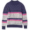 Cable Stitch Women’s Chunky Variegated Stripe Sweater – Mock Neck Long Sleeve Color Block Pullover Top(Multi-navy)