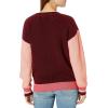 Cable Stitch Women’s Colorblock Crewneck Sweater - Long Sleeve Rib-Knit Shaker Stitch Pullover Top(Multi-pink)