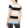 Cable Stitch Women’s Colorblock Pointelle Short Sleeve Sweater – Crewneck Mixed Stitch Lightweight Cotton Pullover Top(Multi)