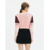 Cable Stitch Women’s Contrast-Sleeve Cotton Sweater – Crewneck Long Sleeve Knitted Pullover Top(Camille)