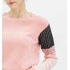 Cable Stitch Women’s Contrast-Sleeve Cotton Sweater – Crewneck Long Sleeve Knitted Pullover Top(Camille)