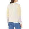 Cable Stitch Women’s Contrast-Sleeve Cotton Sweater – Crewneck Long Sleeve Knitted Pullover Top(Canvas)