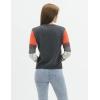 Cable Stitch Women’s Contrast-Sleeve Cotton Sweater – Crewneck Long Sleeve Knitted Pullover Top(Charcoal)
