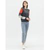 Cable Stitch Women’s Contrast-Sleeve Cotton Sweater – Crewneck Long Sleeve Knitted Pullover Top(Charcoal)