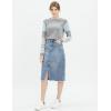Cable Stitch Women’s Contrast-Sleeve Cotton Sweater – Crewneck Long Sleeve Knitted Pullover Top(Heather Grey)