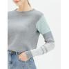 Cable Stitch Women’s Contrast-Sleeve Cotton Sweater – Crewneck Long Sleeve Knitted Pullover Top(Heather Grey)