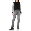 Cable Stitch Women’s Contrast-Sleeve Cotton Sweater – Crewneck Long Sleeve Knitted Pullover Top(Jacquard Black)