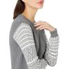 Cable Stitch Women’s Contrast-Sleeve Cotton Sweater – Crewneck Long Sleeve Knitted Pullover Top(Jacquard Grey)