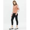 Cable Stitch Women’s Contrast-Sleeve Cotton Sweater – Crewneck Long Sleeve Knitted Pullover Top(Nutmeg)